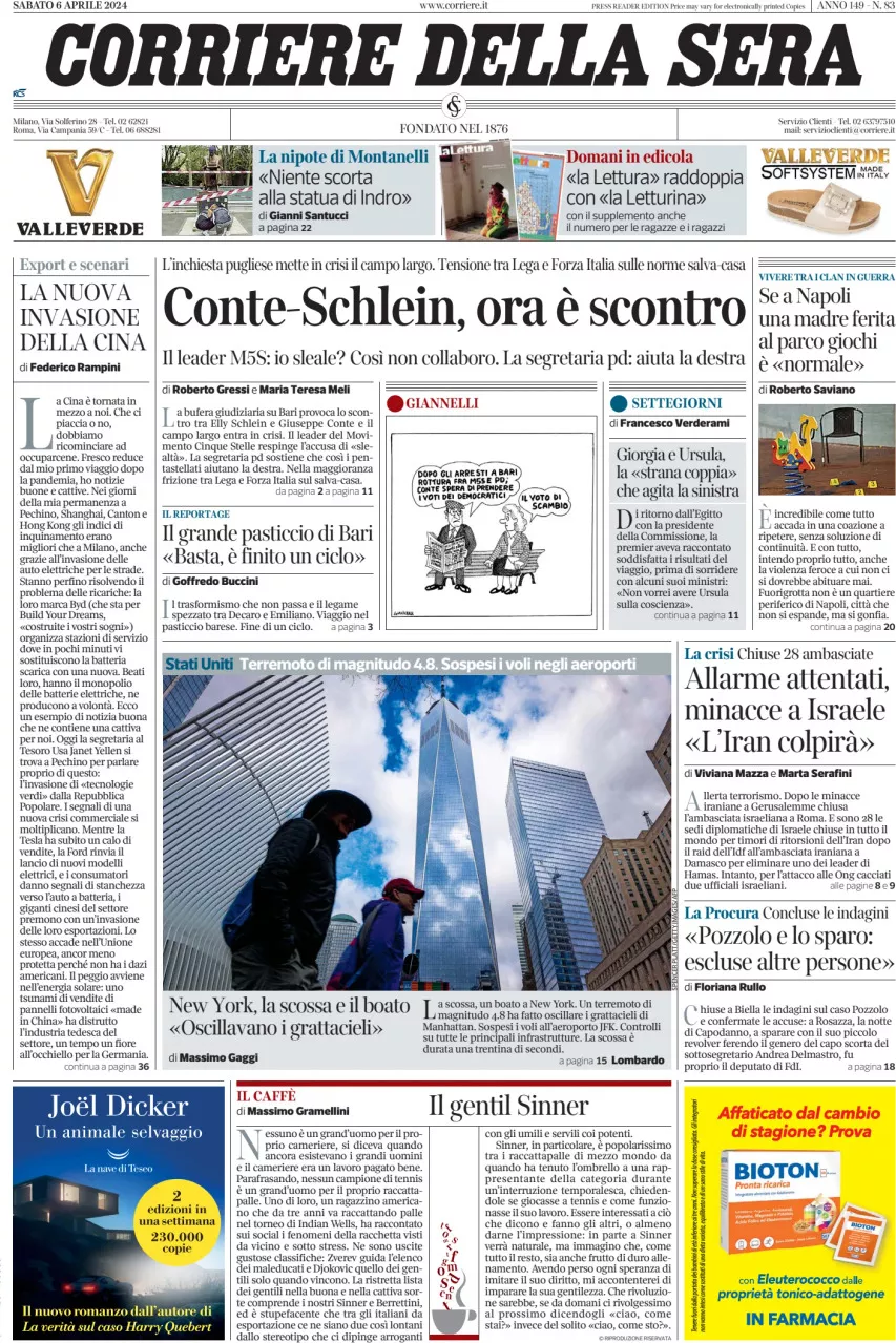 Prima-pagina-del-corriere-della-sera-edizione-di-oggi-06-04-2024