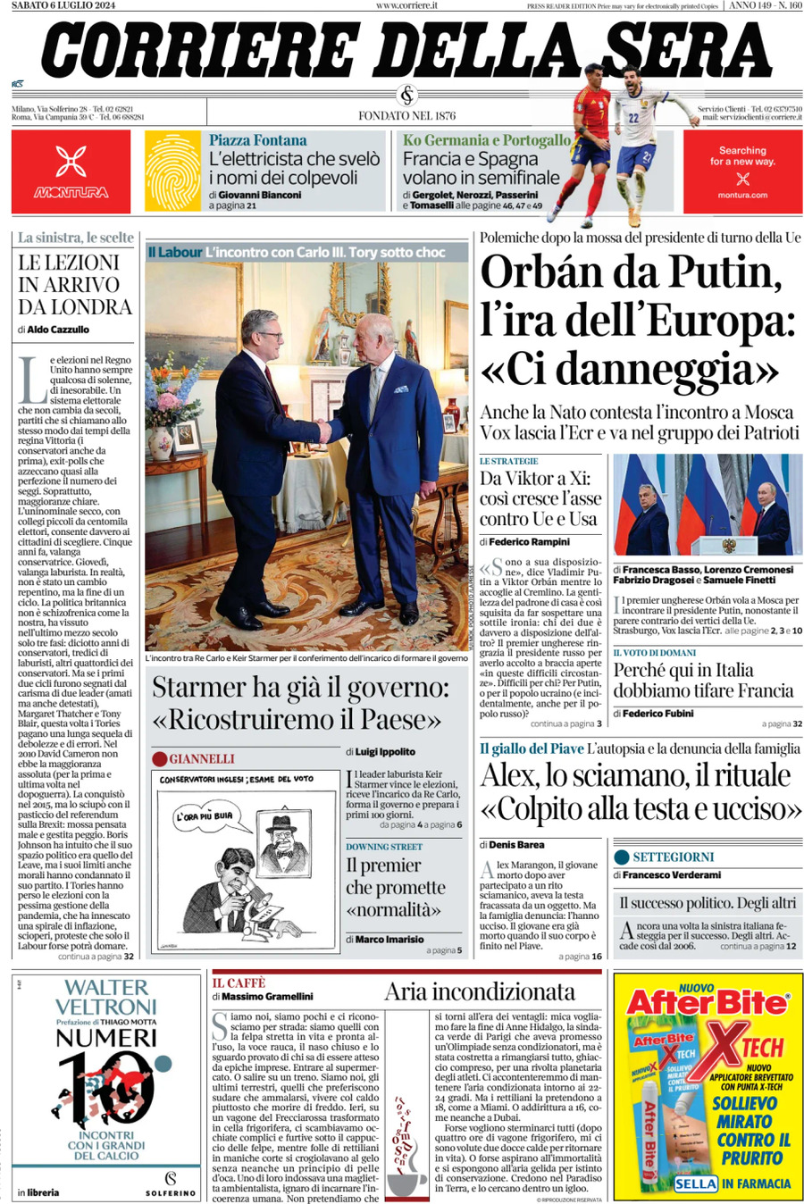 Prima-pagina-del-corriere-della-sera-edizione-di-oggi-06-07-2024