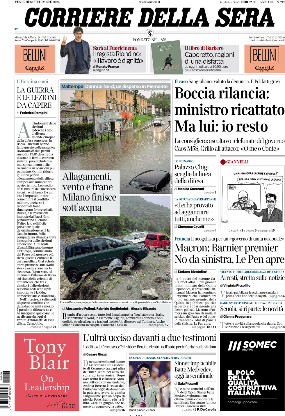 Prima-pagina-del-corriere-della-sera-edizione-di-oggi-06-09-2024