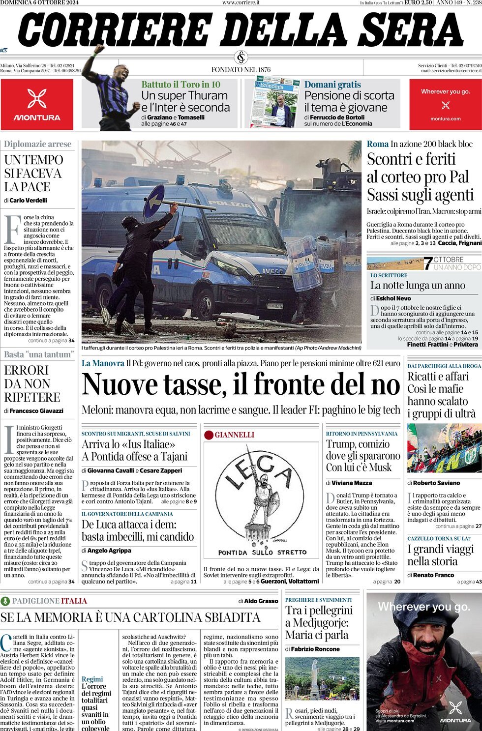 Prima-pagina-del-corriere-della-sera-edizione-di-oggi-06-10-2024