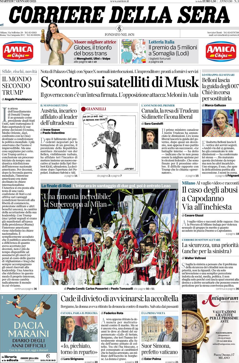 Prima-pagina-del-corriere-della-sera-edizione-di-oggi-07-01-2025