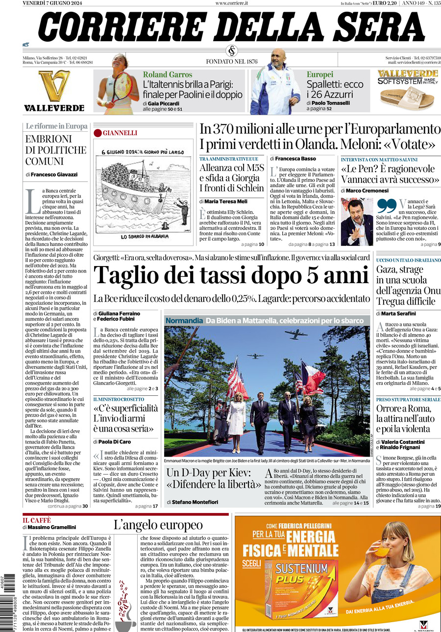 Prima-pagina-del-corriere-della-sera-edizione-di-oggi-07-06-2024