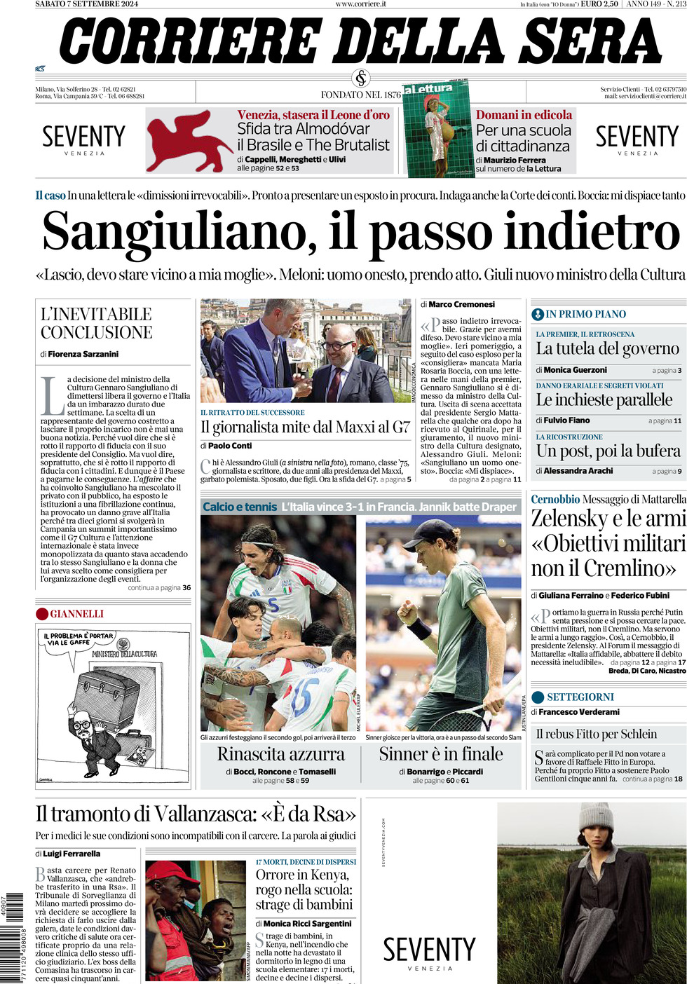 Prima-pagina-del-corriere-della-sera-edizione-di-oggi-07-09-2024