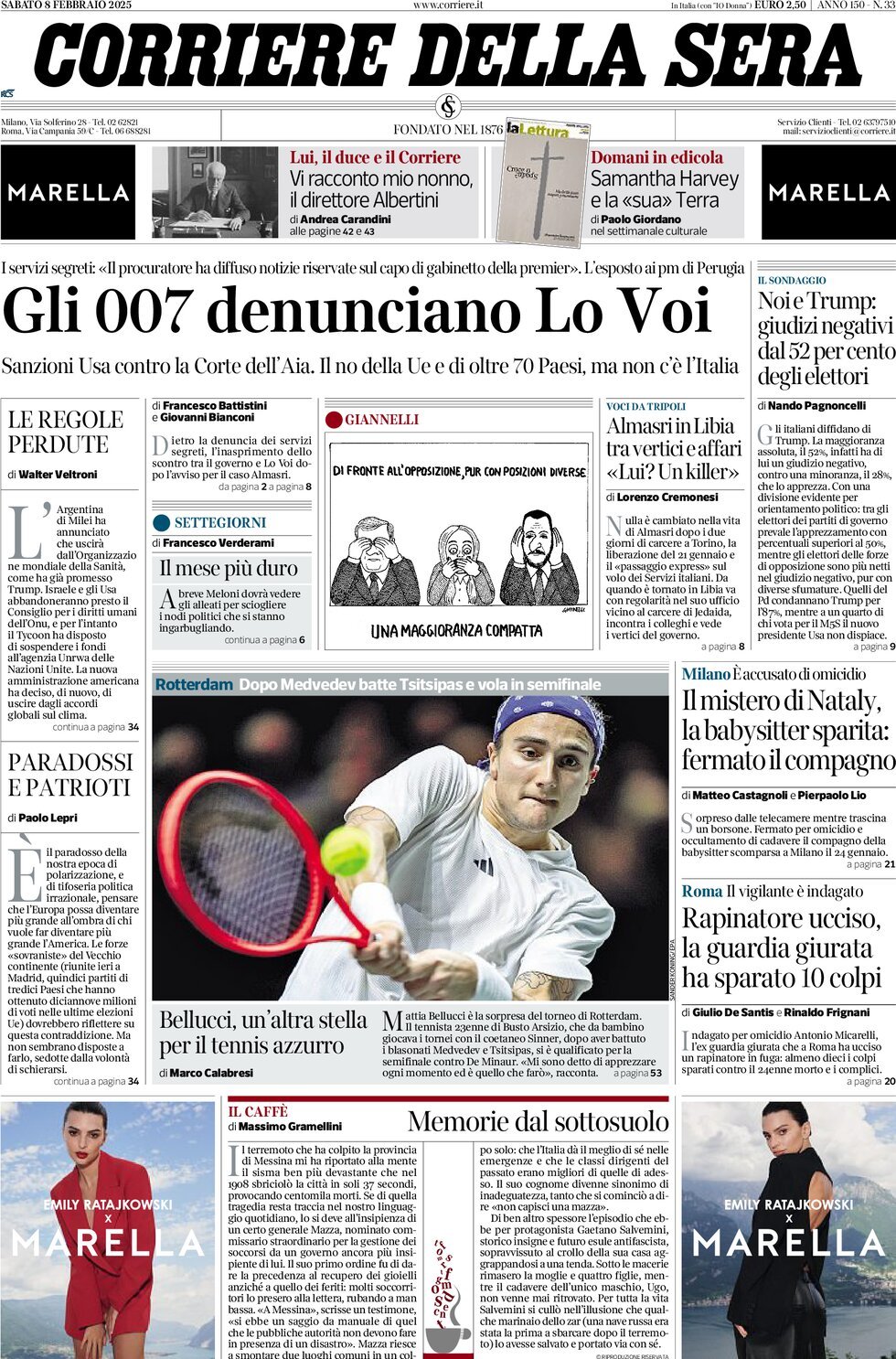 Prima-pagina-del-corriere-della-sera-edizione-di-oggi-08-02-2025