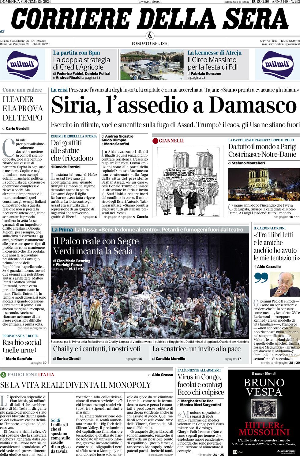 Prima-pagina-del-corriere-della-sera-edizione-di-oggi-08-12-2024