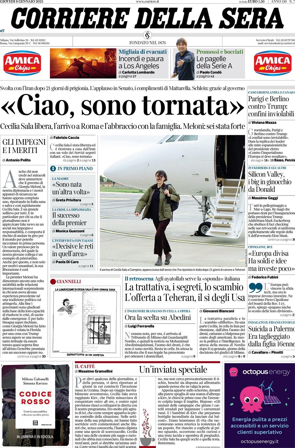 Prima-pagina-del-corriere-della-sera-edizione-di-oggi-09-01-2025