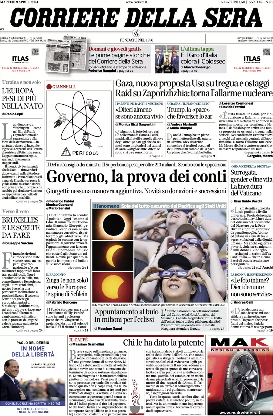 Prima-pagina-del-corriere-della-sera-edizione-di-oggi-09-04-2024