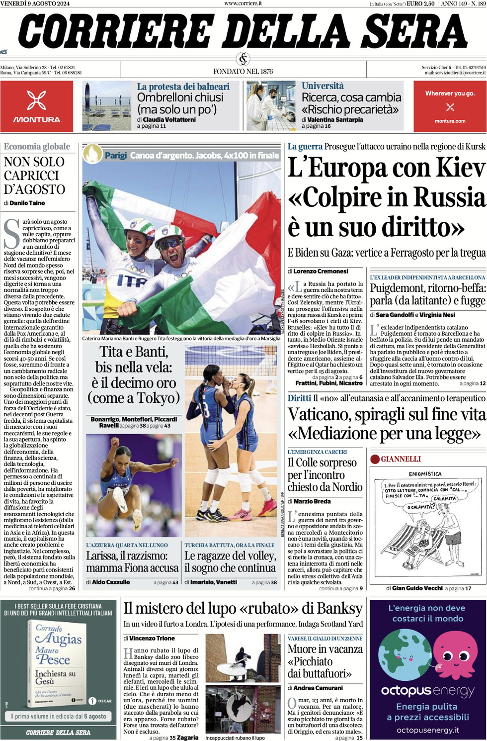 Prima-pagina-del-corriere-della-sera-edizione-di-oggi-09-08-2024