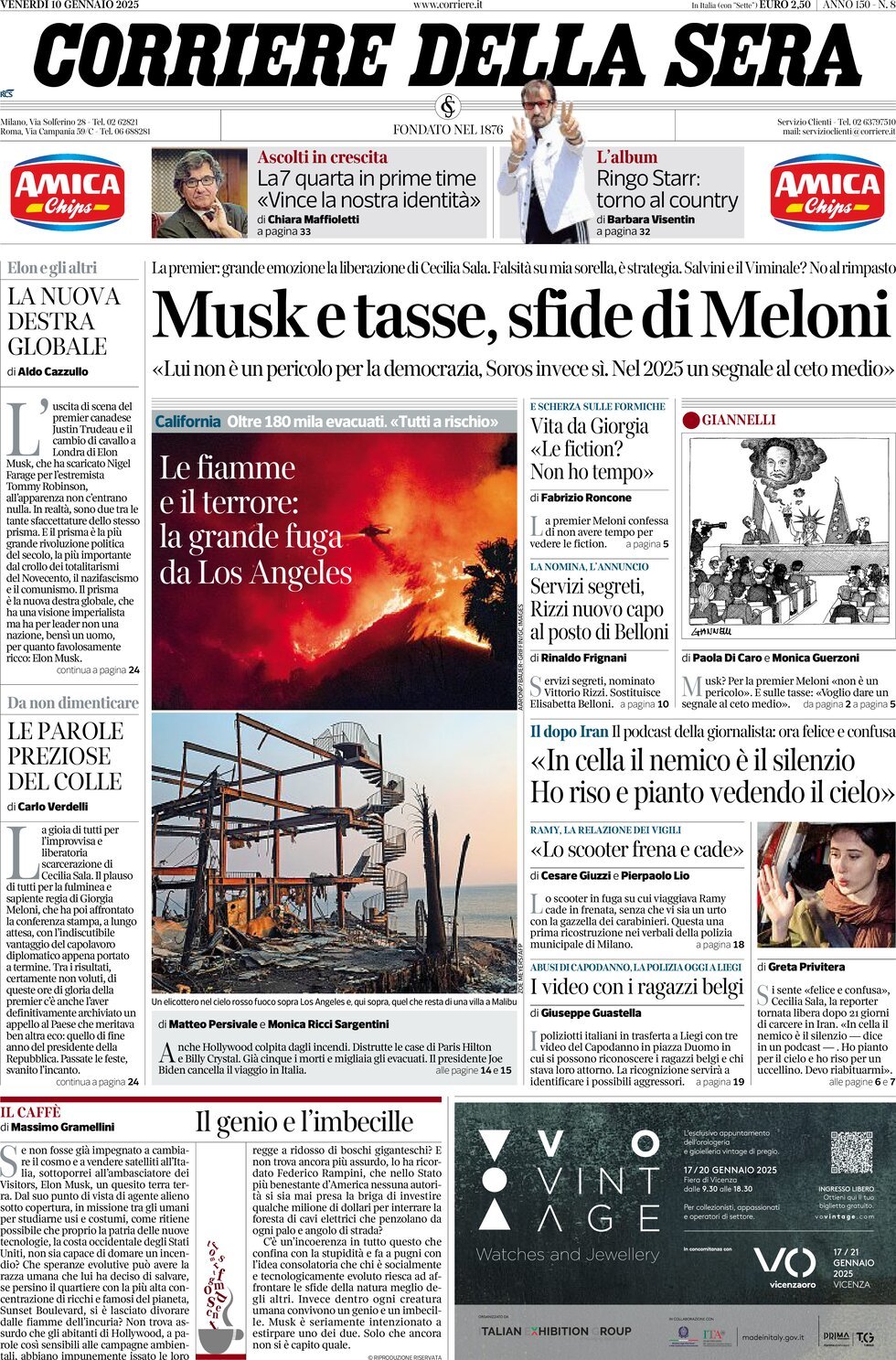 Prima-pagina-del-corriere-della-sera-edizione-di-oggi-10-01-2025