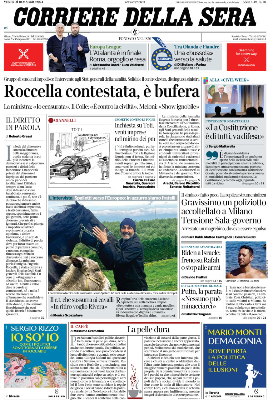 Prima-pagina-del-corriere-della-sera-edizione-di-oggi-10-05-2024