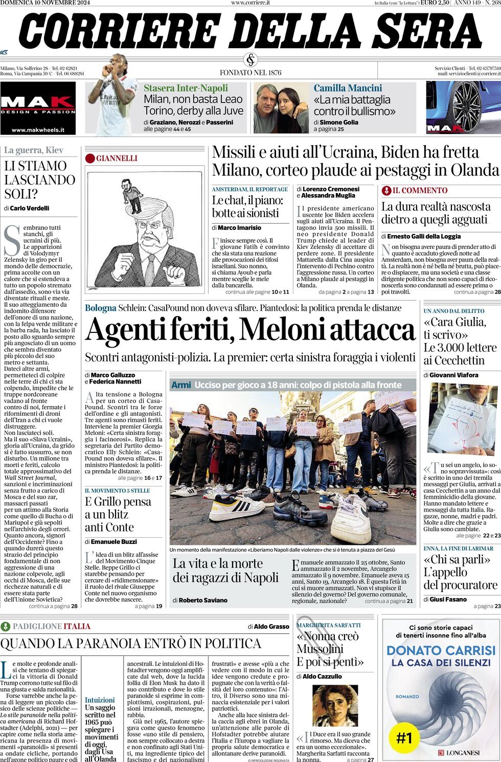 Prima-pagina-del-corriere-della-sera-edizione-di-oggi-10-11-2024