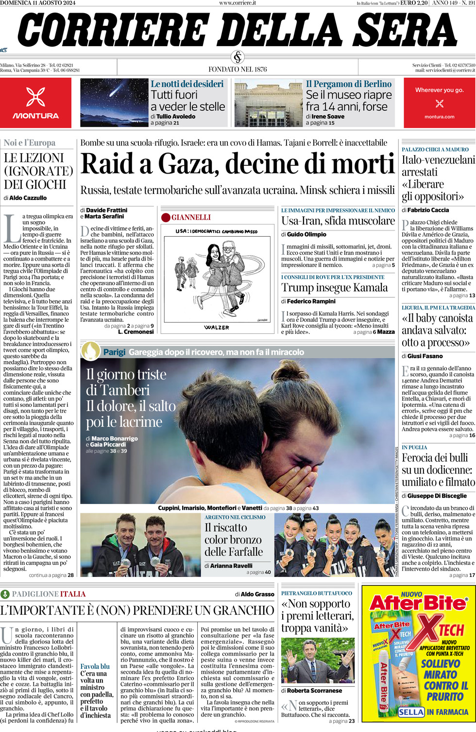 Prima-pagina-del-corriere-della-sera-edizione-di-oggi-11-08-2024