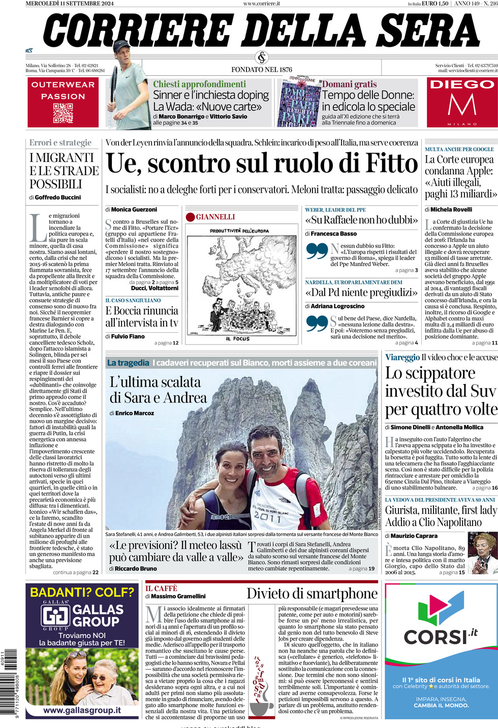 Prima-pagina-del-corriere-della-sera-edizione-di-oggi-11-09-2024