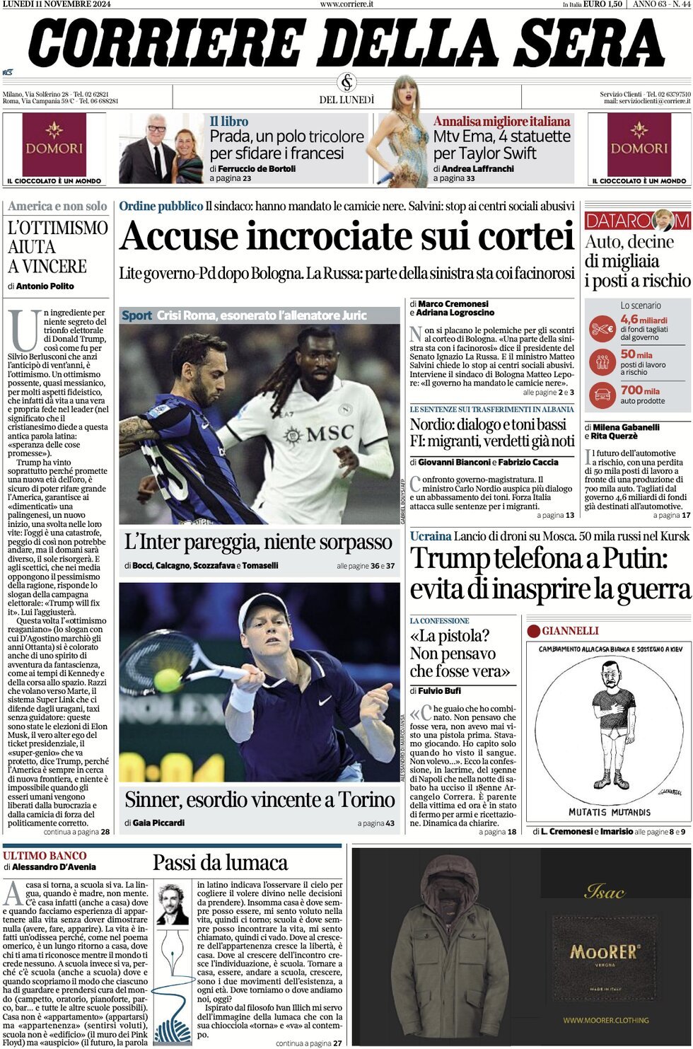 Prima-pagina-del-corriere-della-sera-edizione-di-oggi-11-11-2024