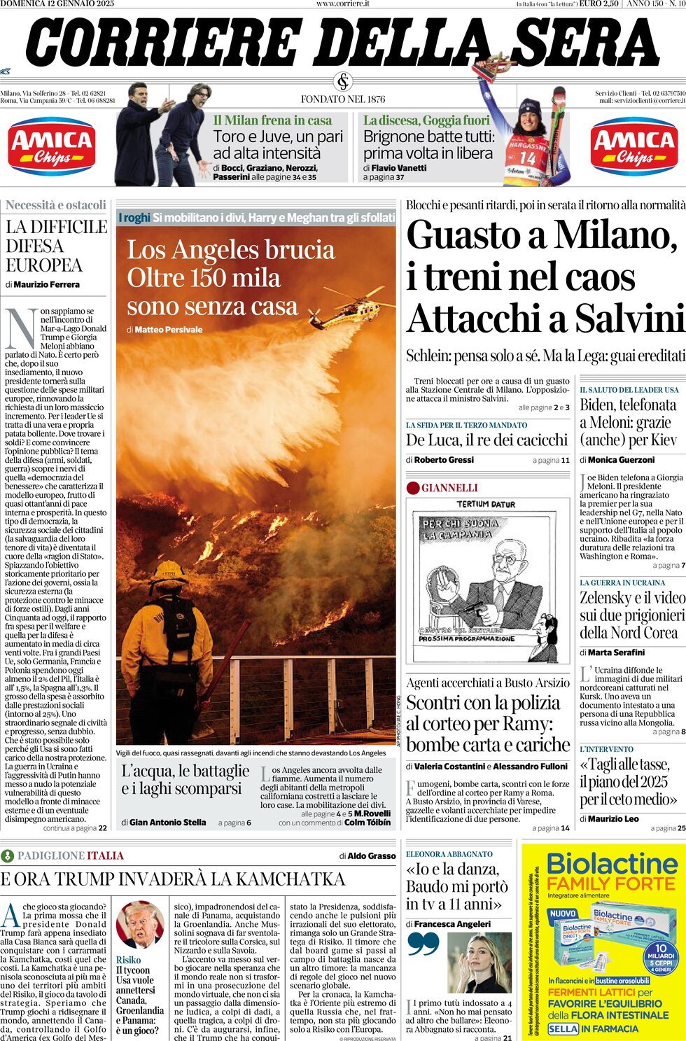 Prima-pagina-del-corriere-della-sera-edizione-di-oggi-12-01-2025