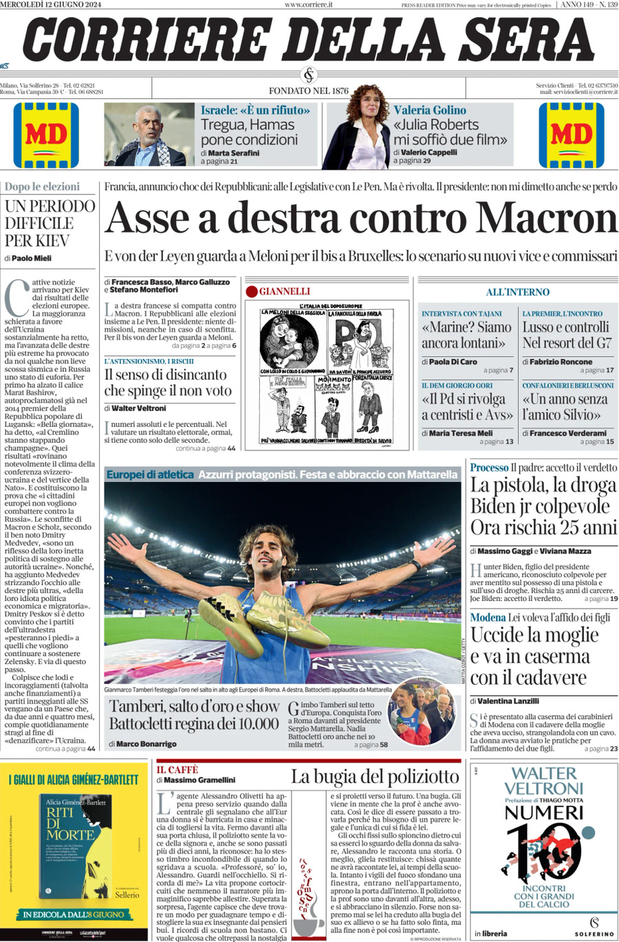 Prima-pagina-del-corriere-della-sera-edizione-di-oggi-12-06-2024