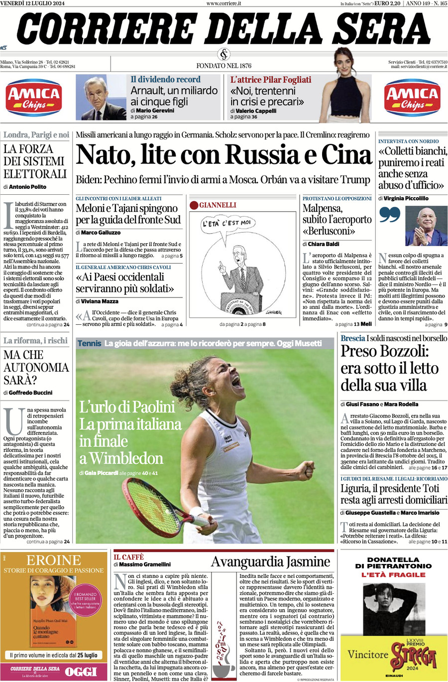 Prima-pagina-del-corriere-della-sera-edizione-di-oggi-12-07-2024