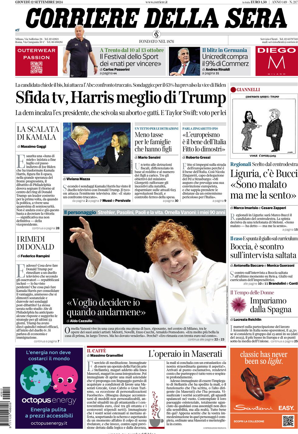 Prima-pagina-del-corriere-della-sera-edizione-di-oggi-12-09-2024