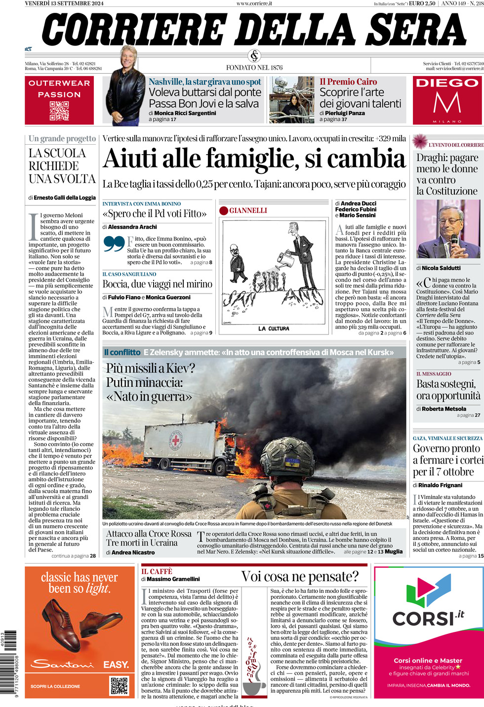 Prima-pagina-del-corriere-della-sera-edizione-di-oggi-13-09-2024