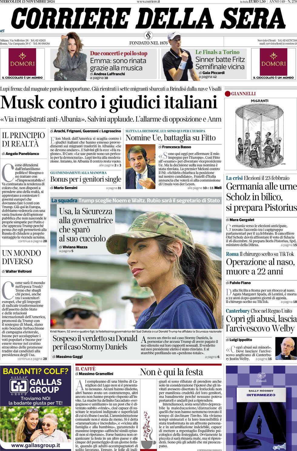 Prima-pagina-del-corriere-della-sera-edizione-di-oggi-13-11-2024