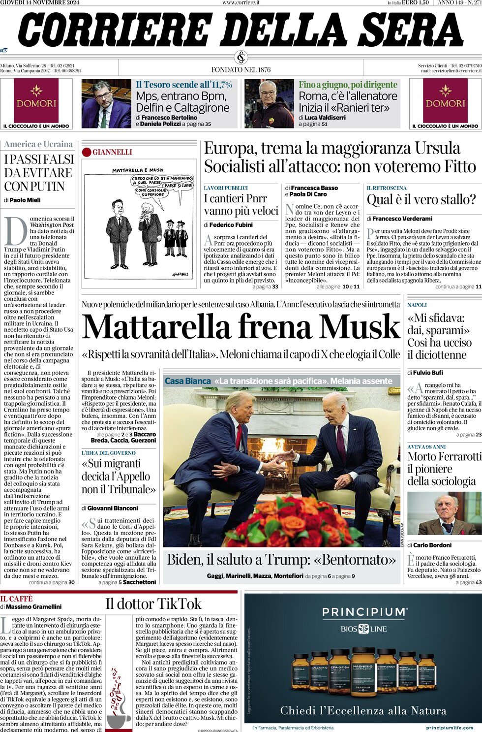 Prima-pagina-del-corriere-della-sera-edizione-di-oggi-14-11-2024