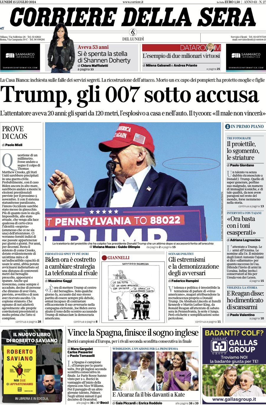 Prima-pagina-del-corriere-della-sera-edizione-di-oggi-15-07-2024