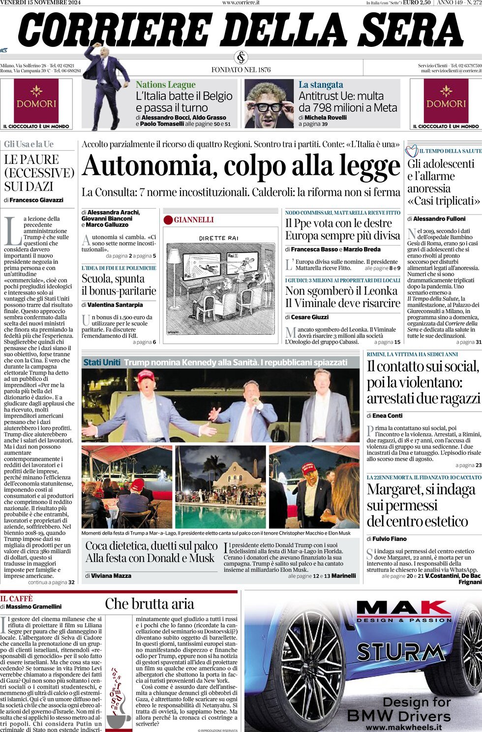 Prima-pagina-del-corriere-della-sera-edizione-di-oggi-15-11-2024