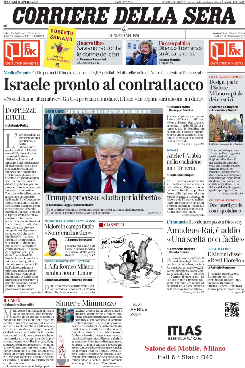 Prima-pagina-del-corriere-della-sera-edizione-di-oggi-16-04-2024