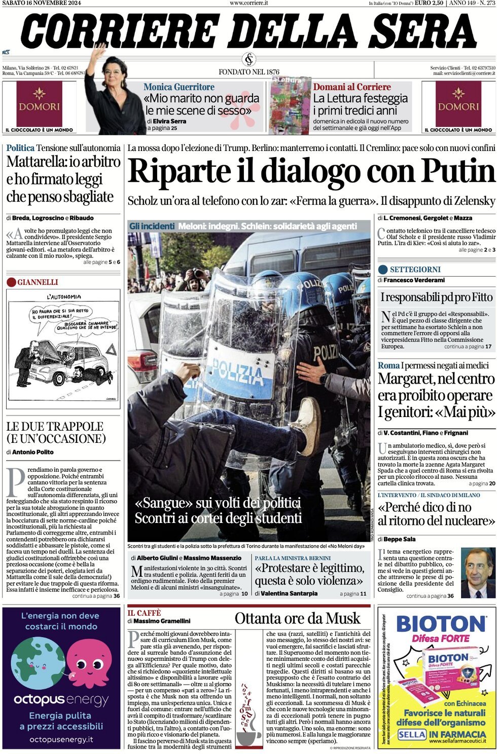 Prima-pagina-del-corriere-della-sera-edizione-di-oggi-16-11-2024