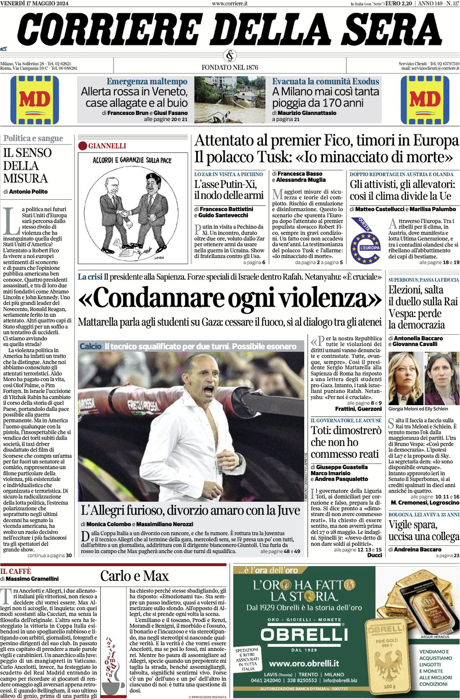 Prima-pagina-del-corriere-della-sera-edizione-di-oggi-17-05-2024