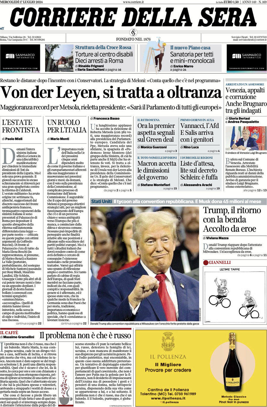 Prima-pagina-del-corriere-della-sera-edizione-di-oggi-17-07-2024