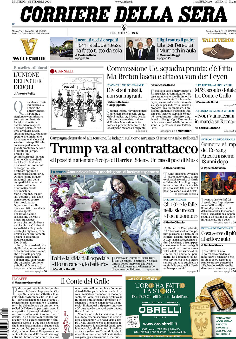 Prima-pagina-del-corriere-della-sera-edizione-di-oggi-17-09-2024