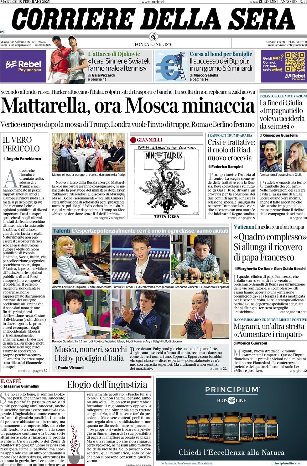 Prima-pagina-del-corriere-della-sera-edizione-di-oggi-18-02-2025