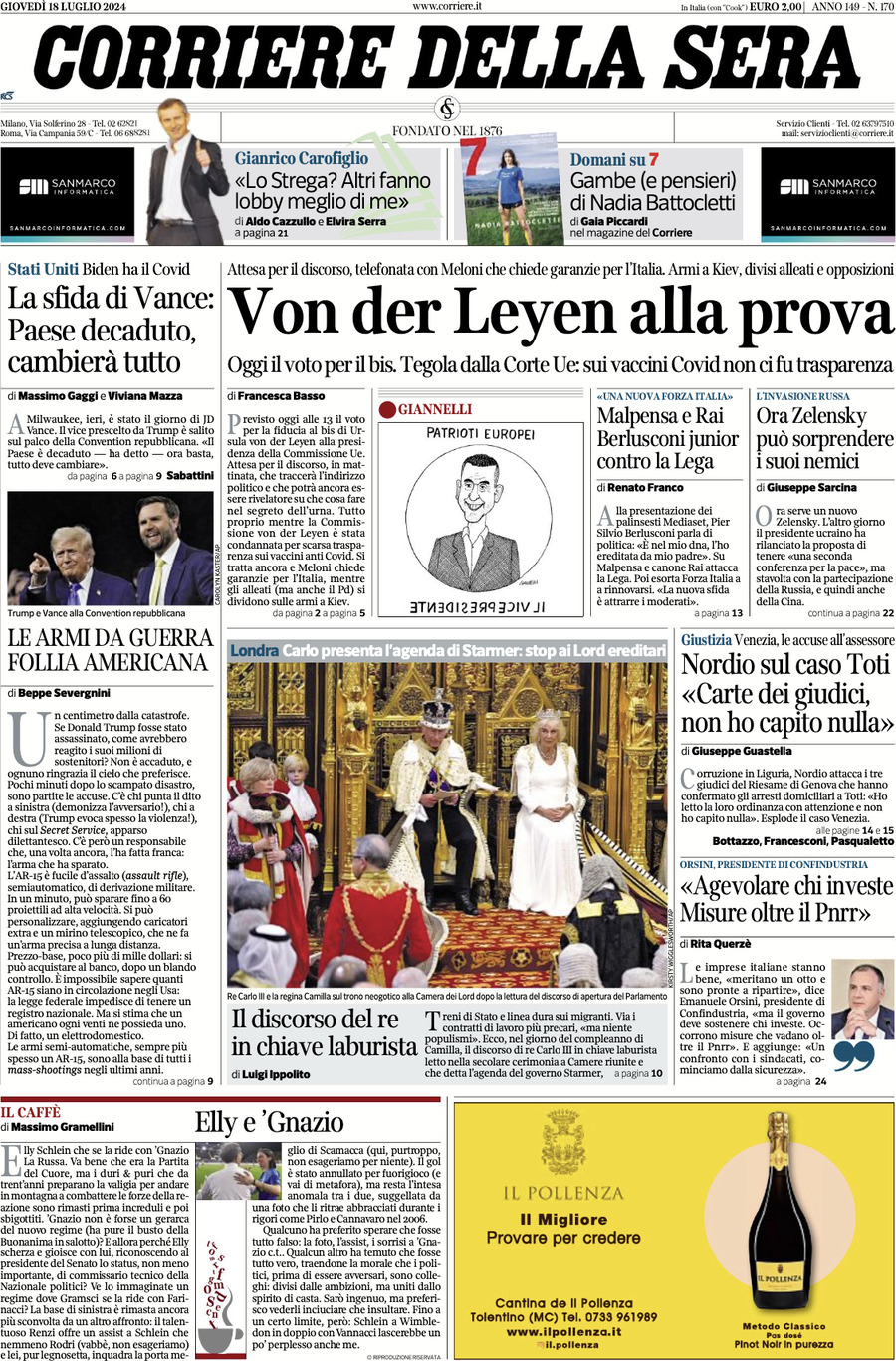 Prima-pagina-del-corriere-della-sera-edizione-di-oggi-18-07-2024