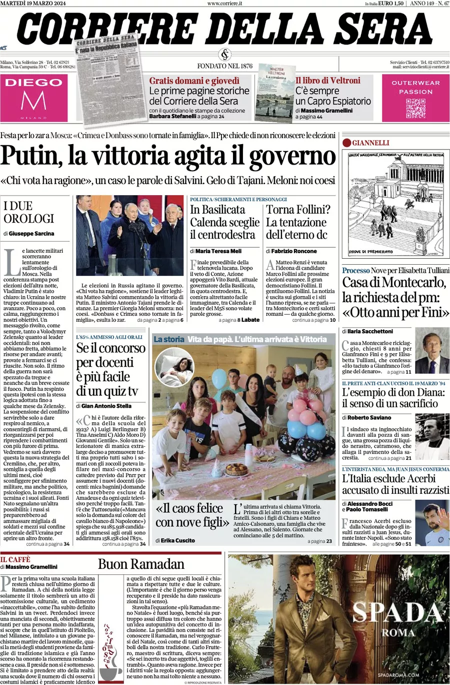 Prima-pagina-del-corriere-della-sera-edizione-di-oggi-19-03-2024