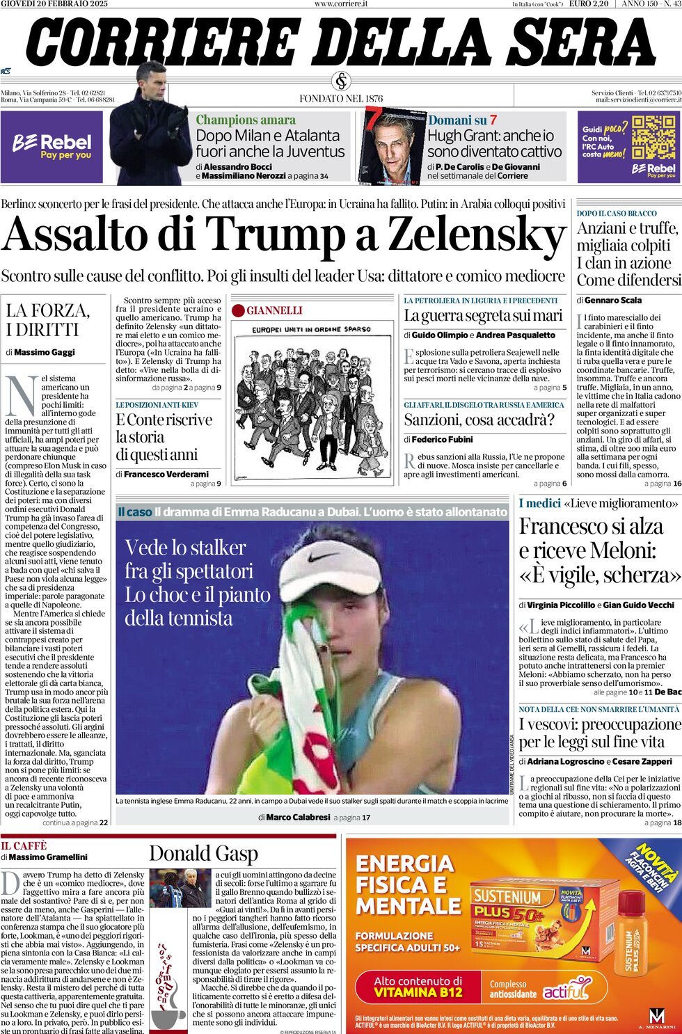 Prima-pagina-del-corriere-della-sera-edizione-di-oggi-20-02-2025