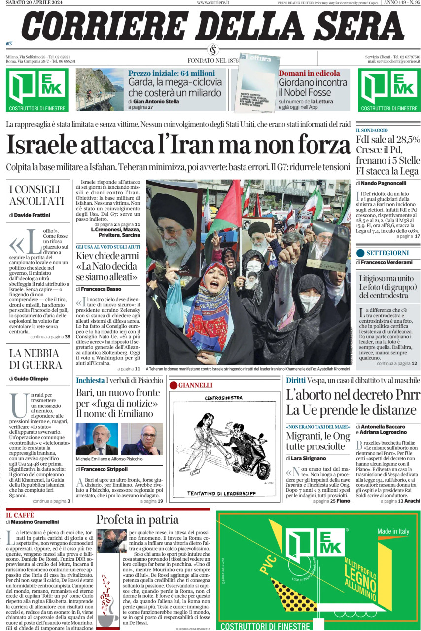 Prima-pagina-del-corriere-della-sera-edizione-di-oggi-20-04-2024