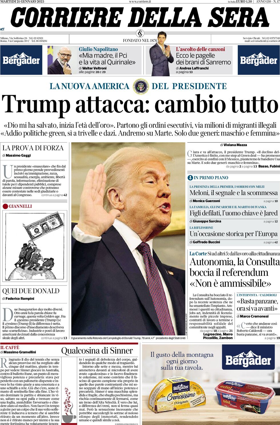 Prima-pagina-del-corriere-della-sera-edizione-di-oggi-21-01-2025