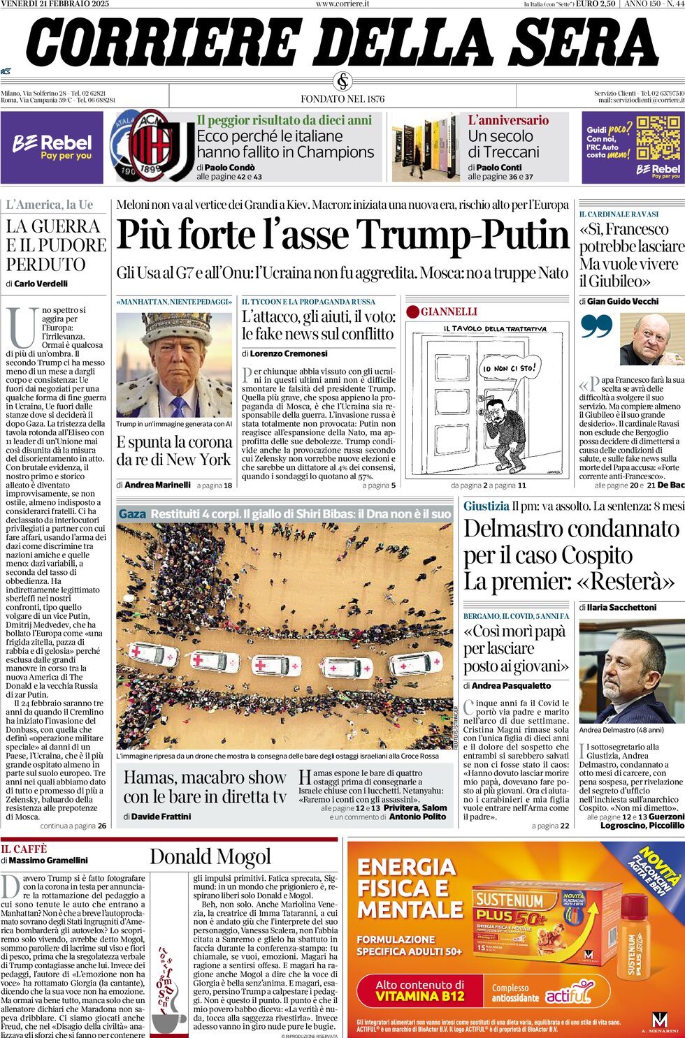 Prima-pagina-del-corriere-della-sera-edizione-di-oggi-21-02-2025