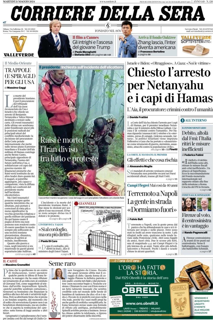 Prima-pagina-del-corriere-della-sera-edizione-di-oggi-21-05-2024