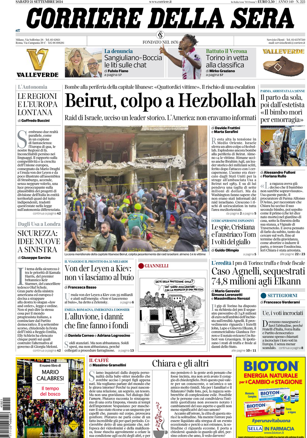 Prima-pagina-del-corriere-della-sera-edizione-di-oggi-21-09-2024