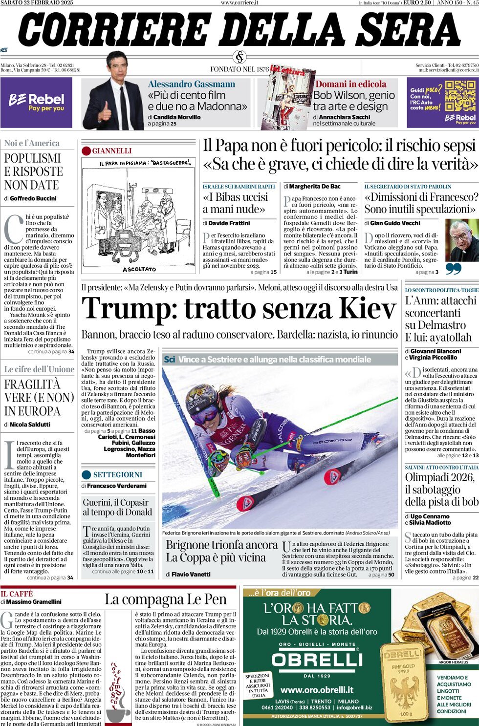 Prima-pagina-del-corriere-della-sera-edizione-di-oggi-22-02-2025