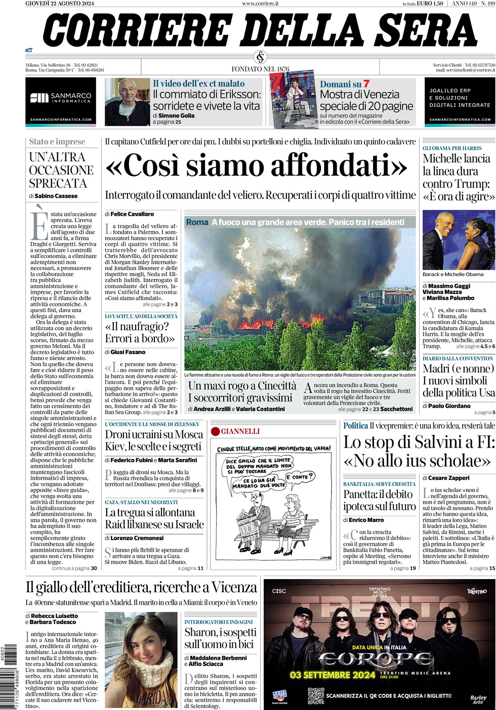 Prima-pagina-del-corriere-della-sera-edizione-di-oggi-22-08-2024