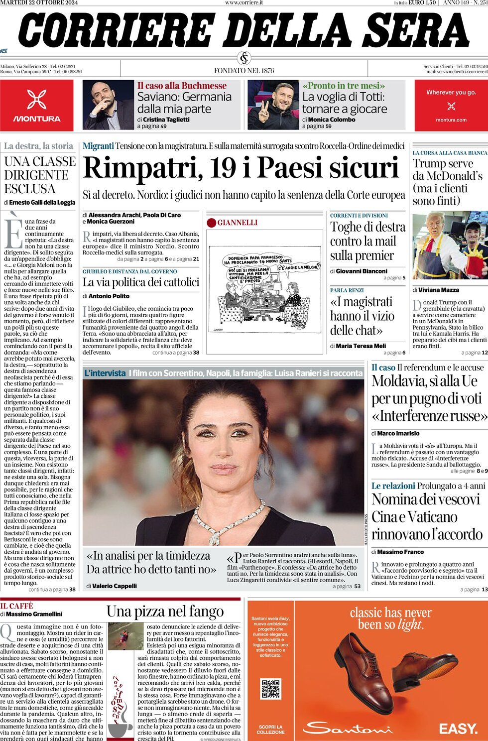 Prima-pagina-del-corriere-della-sera-edizione-di-oggi-22-10-2024