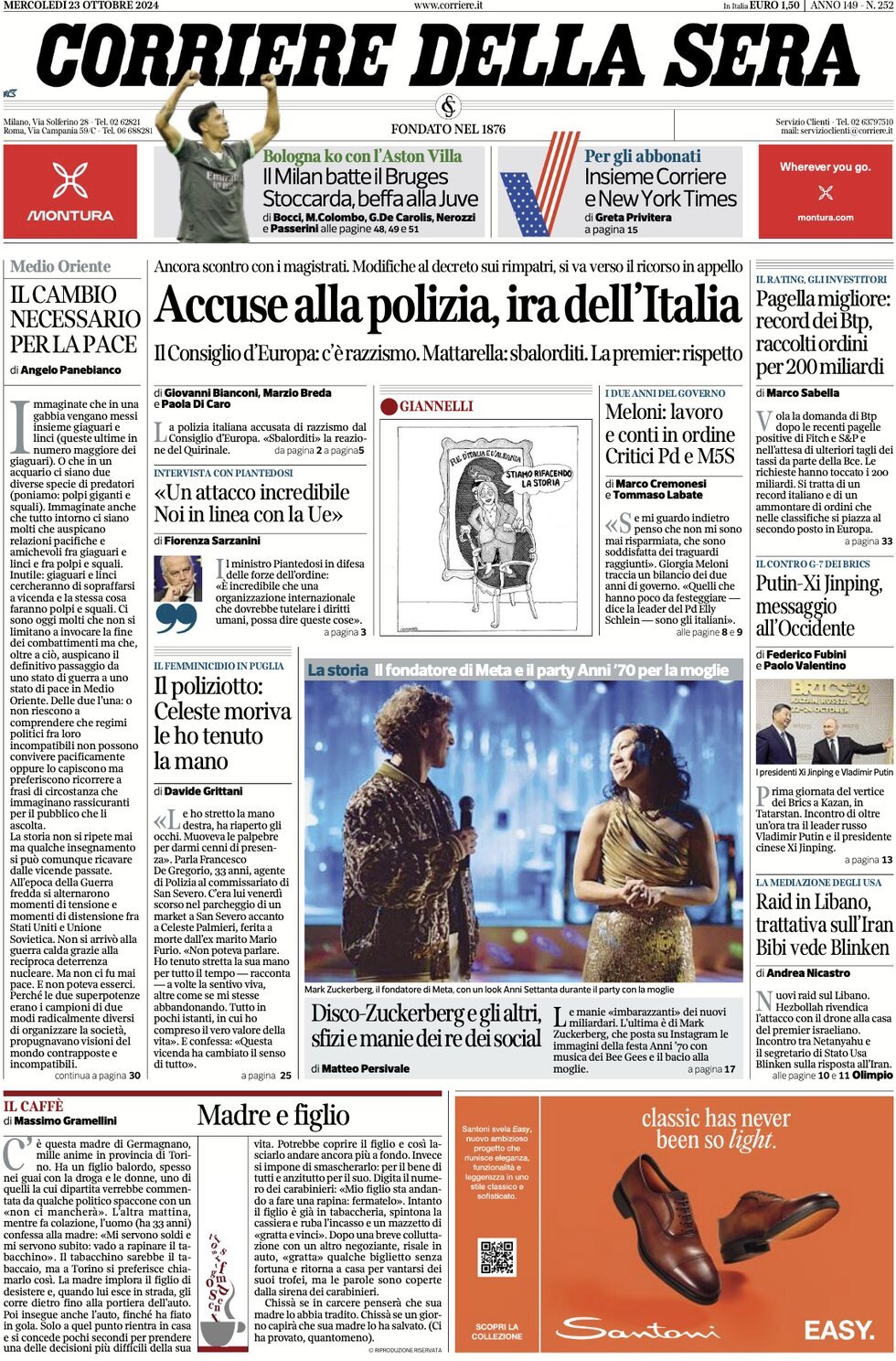 Prima-pagina-del-corriere-della-sera-edizione-di-oggi-23-10-2024