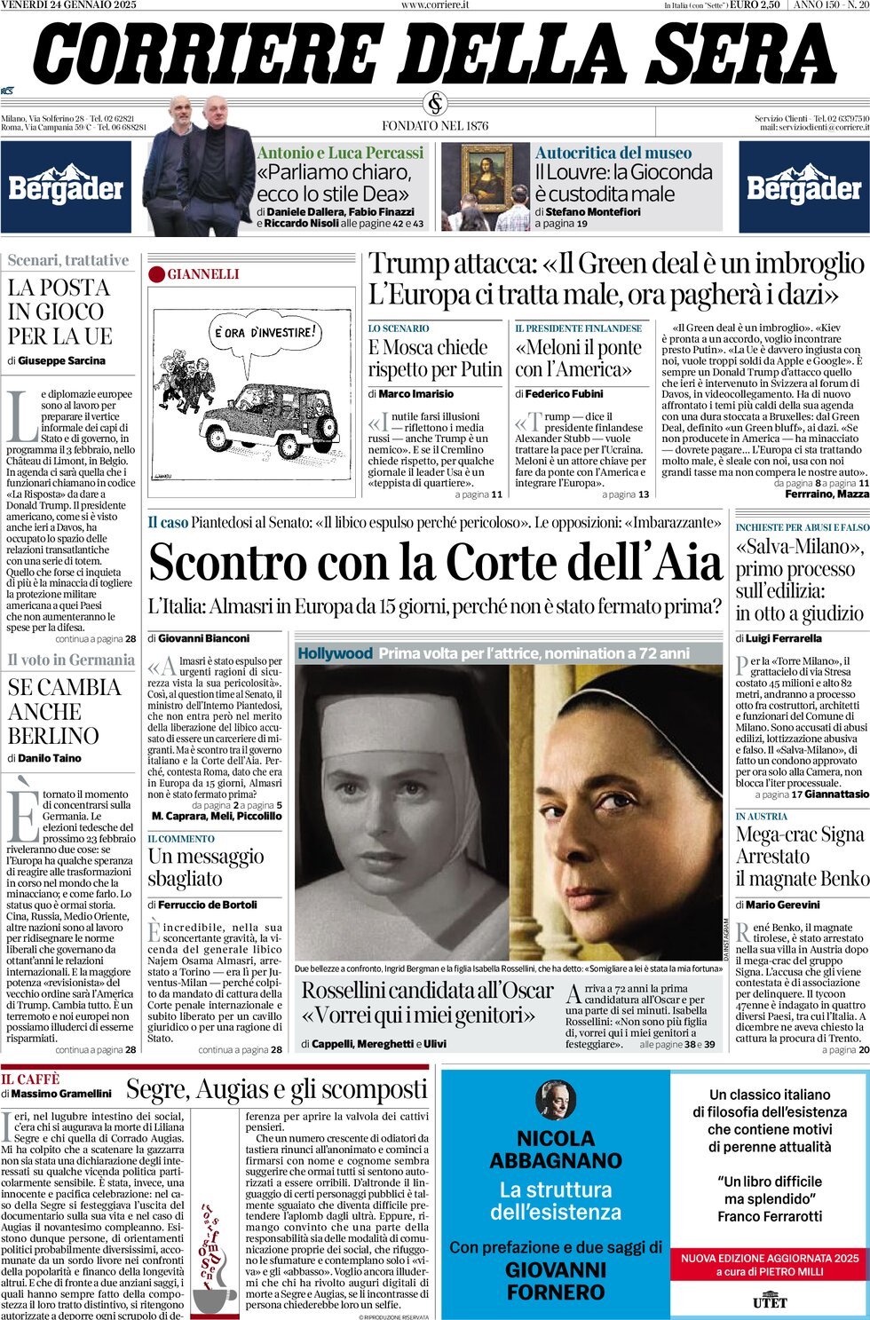 Prima-pagina-del-corriere-della-sera-edizione-di-oggi-24-01-2025