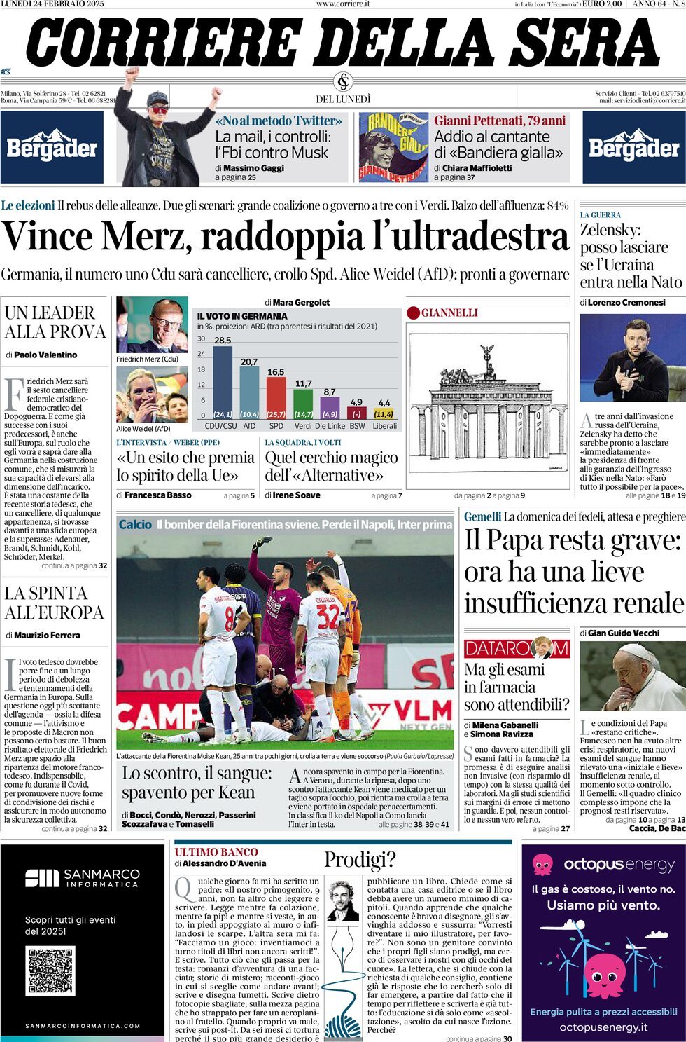 Prima-pagina-del-corriere-della-sera-edizione-di-oggi-24-02-2025