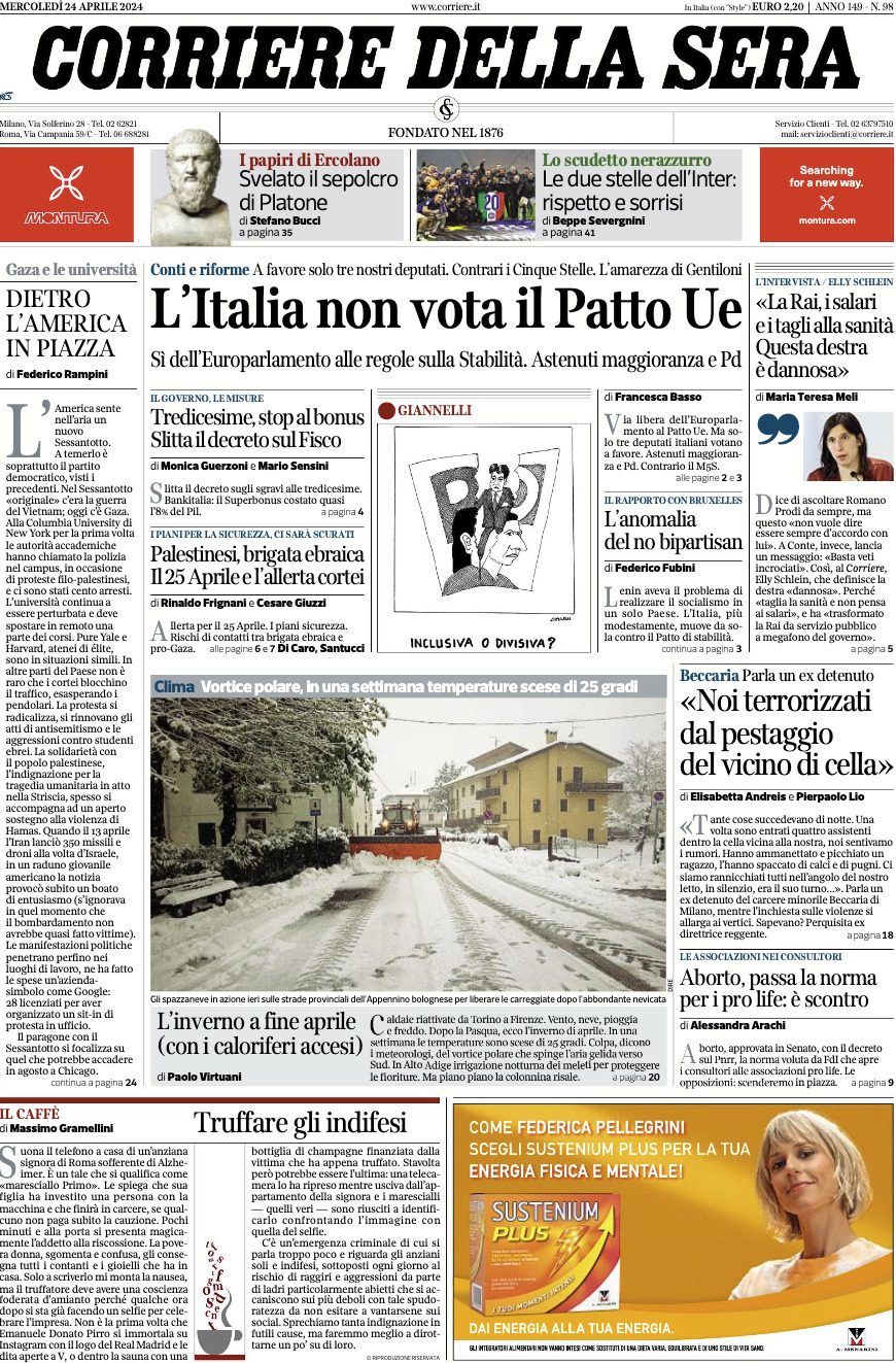 Prima-pagina-del-corriere-della-sera-edizione-di-oggi-24-04-2024