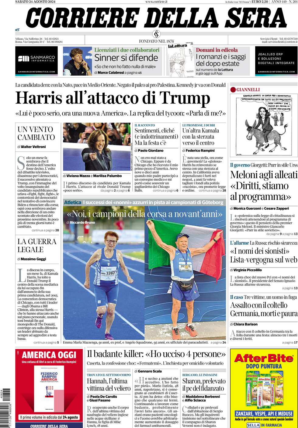 Prima-pagina-del-corriere-della-sera-edizione-di-oggi-24-08-2024