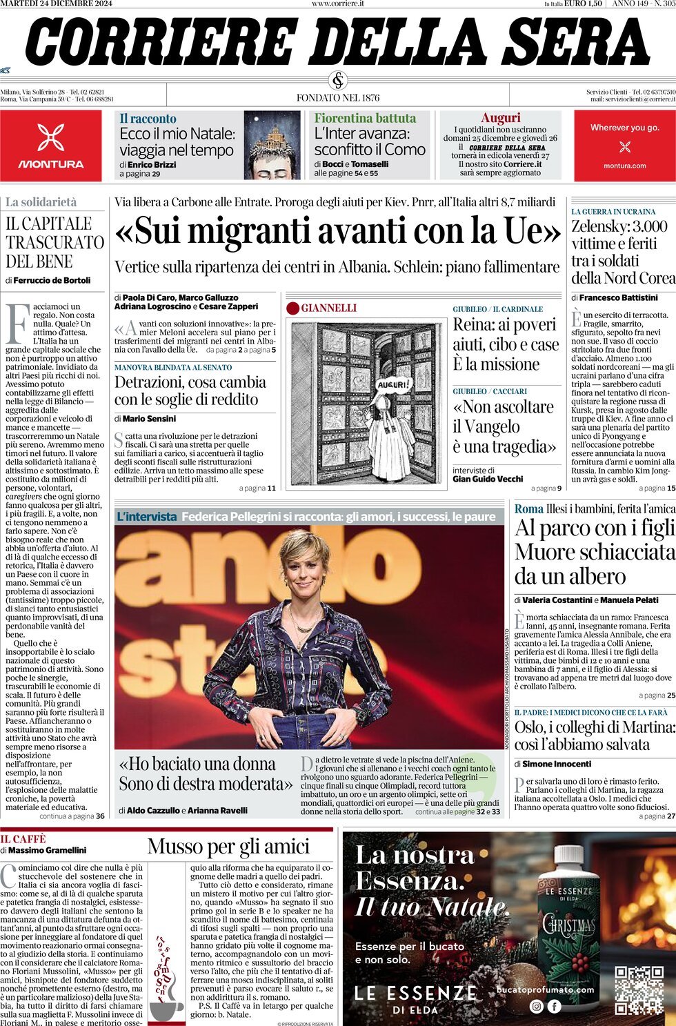 Prima-pagina-del-corriere-della-sera-edizione-di-oggi-24-12-2024